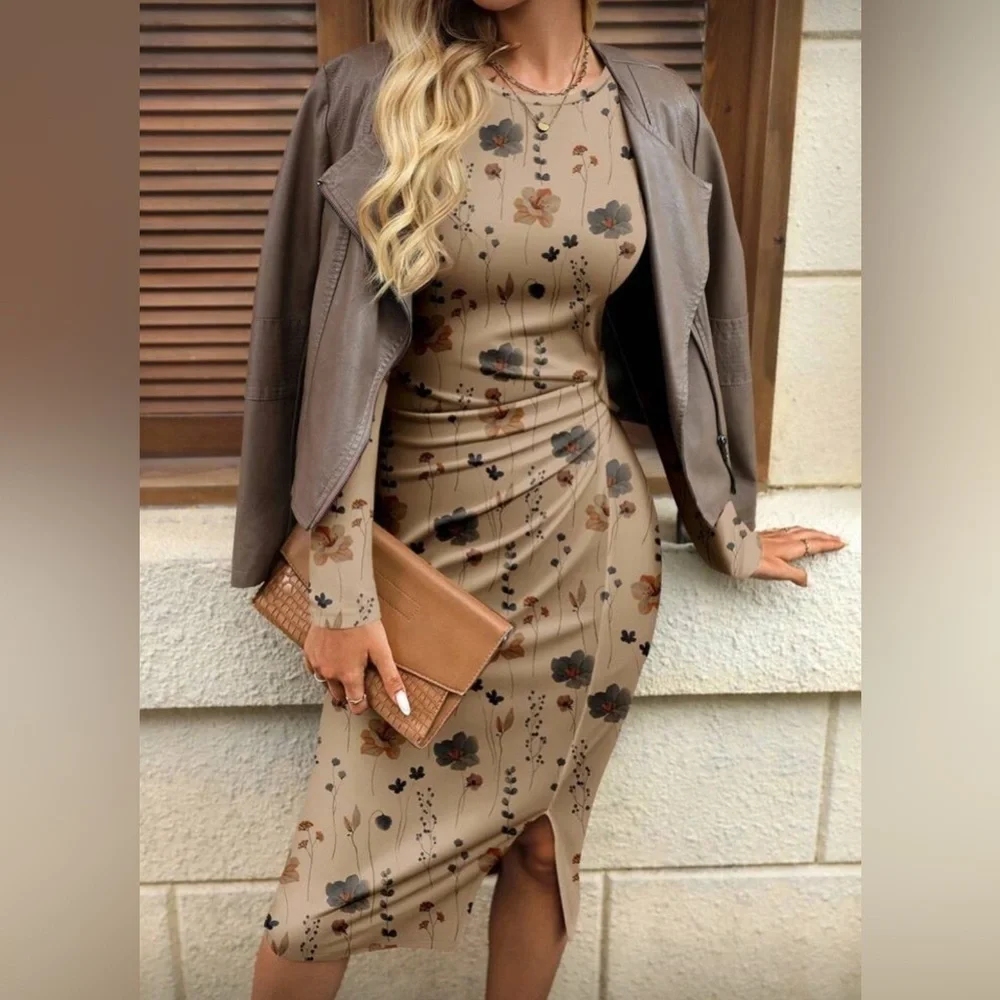 NEW Floral Long Sleeve Dress - Picture 3 of 4